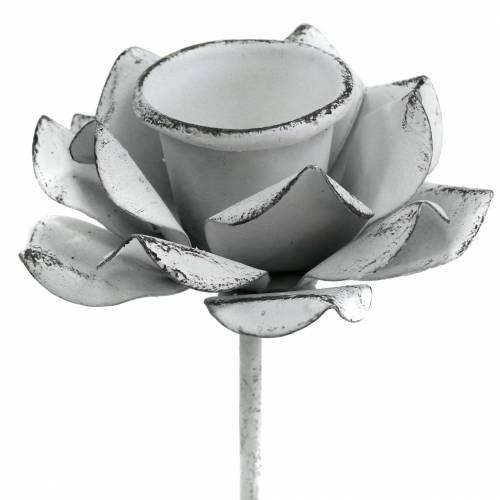 Floristik24 Candle holder flower for sticking white metal Ø6×10cm