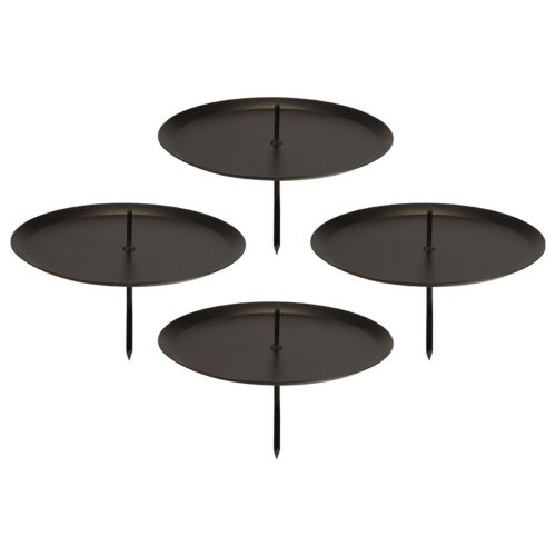 Product Candle holder for sticking Advent black metal Ø10cm 4 pcs