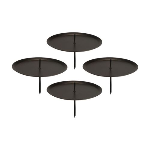 Product Candle holder for sticking Black Candle holder mandrel Ø8cm 4 pcs