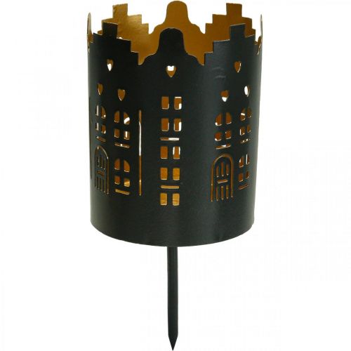 Floristik24 Candleholder City Black Tealight holder to stick Ø8cm