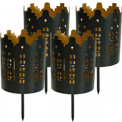 Tea light holder to plug city black Ø6.5cm 4pcs