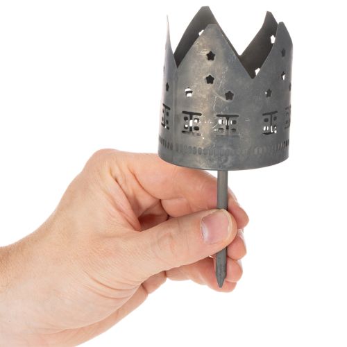 Metal Tea Light Holders with House Cut-Outs and Spike, Dark Grey, Set of 2, 6cm Diameter | Floristik24.co.uk