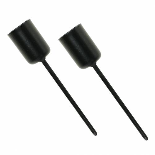 Floristik24 Candle holder small black H7cm Ø12.5mm 8pcs