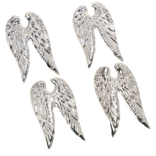 Product Candle pins Christmas angel wings silver 4×7cm 4 pcs