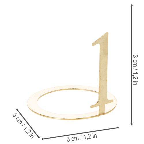 Metal Candle Holder Rings with Numbers 1–4 for Advent Wreaths, 3cm, Gold, 4pcs | Floristik24.co.uk