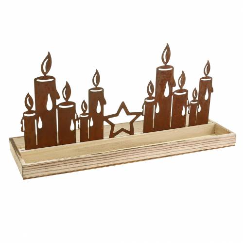 Floristik24 Wooden tray candle silhouette patina 50cm × 17cm