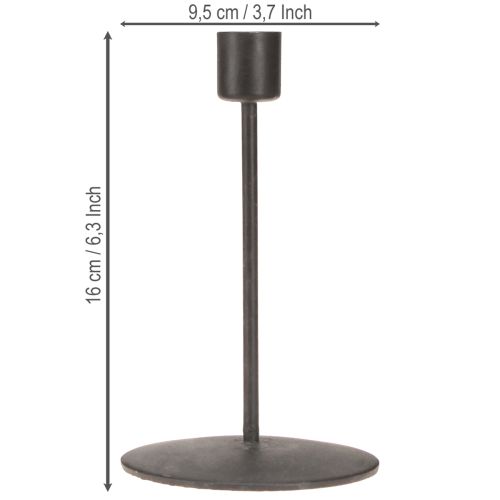 Product Candlestick metal candle holder antique brown H16cm 2pcs