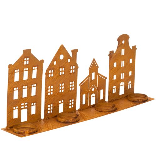 Candlestick Christmas lights Decoration Houses Rust 52×12cm | Floristik24.co.uk