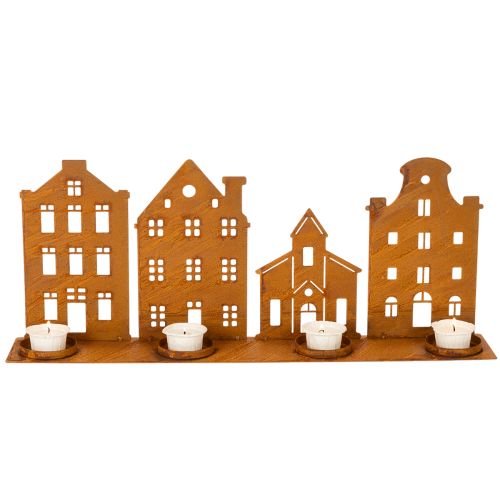 Candlestick Christmas lights Decoration Houses Rust 52×12cm | Floristik24.co.uk