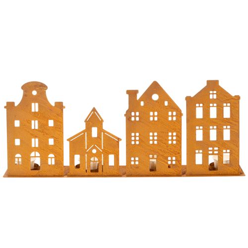 Candlestick Christmas lights Decoration Houses Rust 52×12cm | Floristik24.co.uk