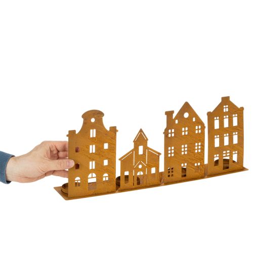 Candlestick Christmas lights Decoration Houses Rust 52×12cm | Floristik24.co.uk
