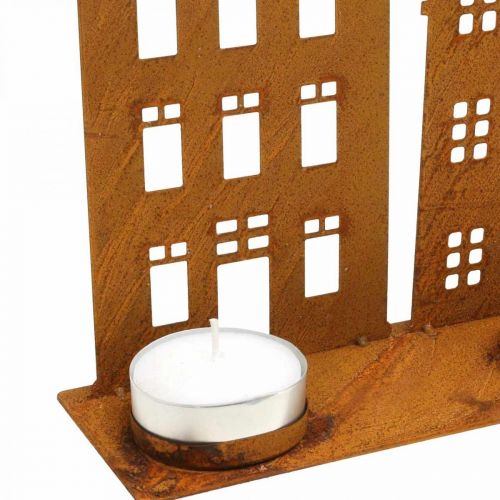 Product Candlestick Christmas lights decorative houses rust 52×12cm