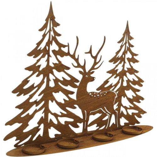 Floristik24 Candlestick window decoration deer in the forest rust decoration 50×40cm