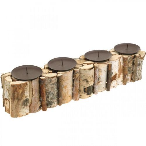 Floristik24 Table decoration Advent birch candlestick wood 45 × 8cm H9cm