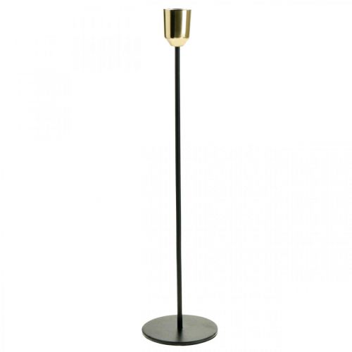 Floristik24 Candlestick, metal candle holder, golden / black H33.5cm Ø2.2cm