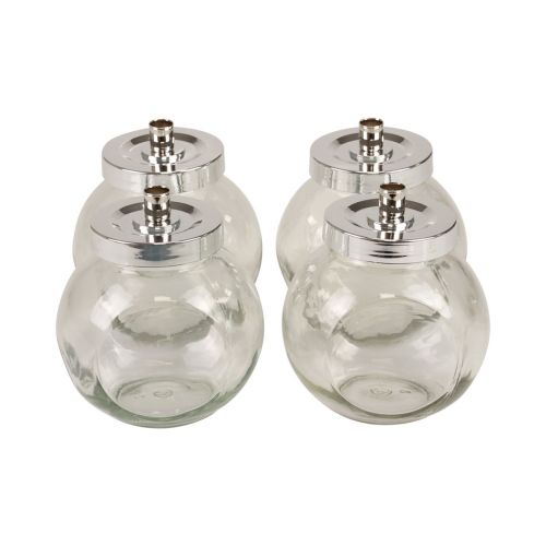 Product Candlestick Glass Metal Candle Holder Silver Ø10.5cm 4 pcs