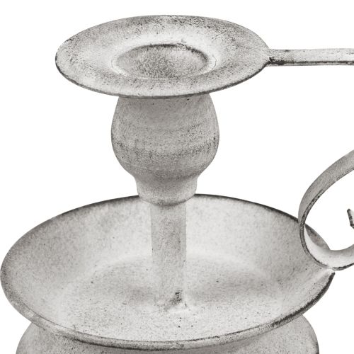 Product Candlestick metal candlestick handle white grey 12.5cm
