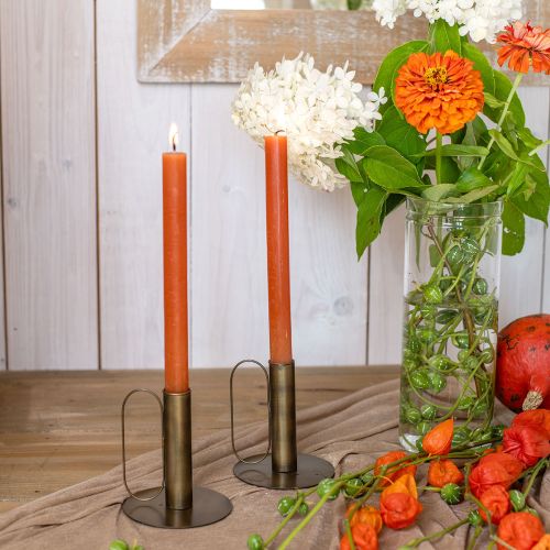 Floristik24 Candlestick metal candlestick brass look Ø8.5cm