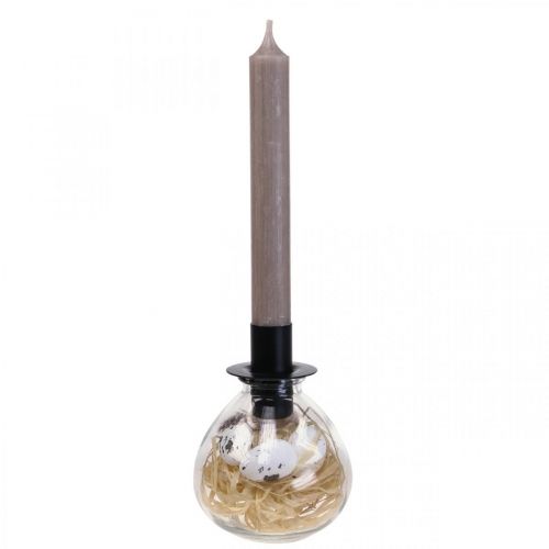 Floristik24 Candlestick Black Candlestick Glass Easter Decoration H11cm