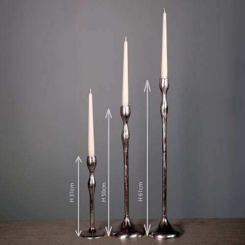 Product Candlestick antique silver H61cm