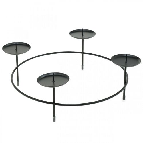 Floristik24 Candlestick for 4 candles Black metal candle holder Ø28.5cm 2pcs