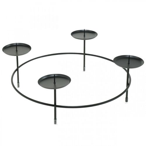 Floristik24 Candlestick for 4 candles Black metal candle holder Ø28.5cm