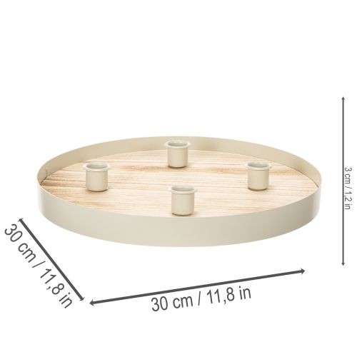 Round Wooden Candle Tray for Four Taper Candles - 30cm | Floristik24.co.uk