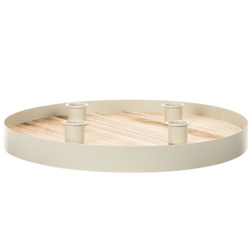 Round Wooden Candle Tray for Four Taper Candles - 30cm | Floristik24.co.uk