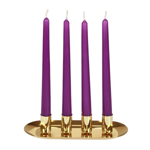 Product Candle plate metal stick candle holder gold 23x9x4.5cm