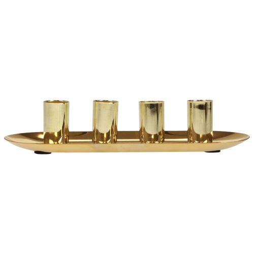 Product Candle plate metal stick candle holder gold 23x9x4.5cm
