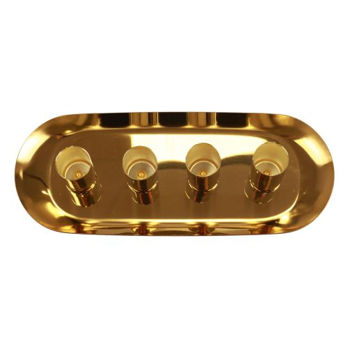 Product Candle plate metal stick candle holder gold 23x9x4.5cm