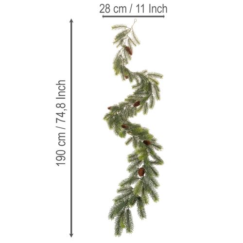 Artificial Pine Garland with Pine Cones Green 190cm | Floristik24.co.uk
