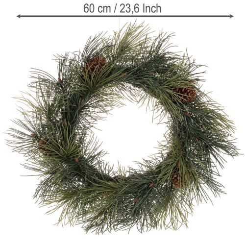 Artificial Pine Branch Wreath with Cones 60 cm Green | Floristik24.co.uk