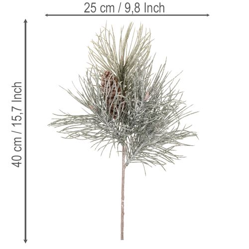 Artificial Pine Branch with Cones and Snow Effect, 40cm | Floristik24.co.uk