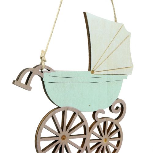 Floristik24 Decoration to hang Pram Pink / Blue 16,5cm x 15cm 6pcs