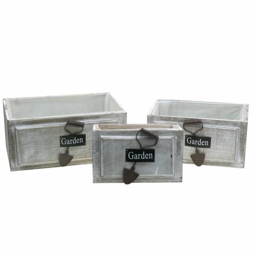 Planter wooden box Garden white 32/27/22cm 3 pieces