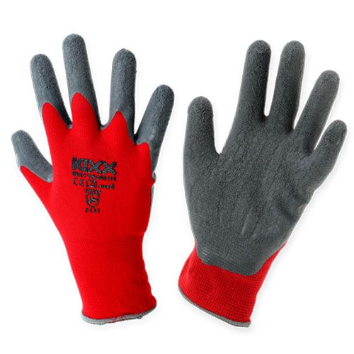 Floristik24 Kixx nylon garden gloves size 11 red, grey