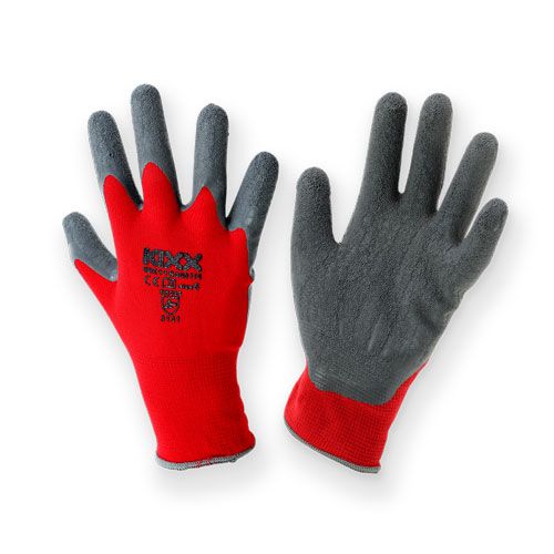 Floristik24 Kixx nylon garden gloves size 10 red, grey