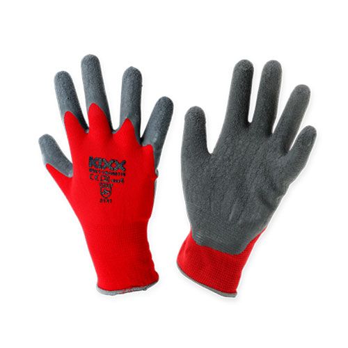 Floristik24 Kixx nylon garden gloves size 8 red, grey