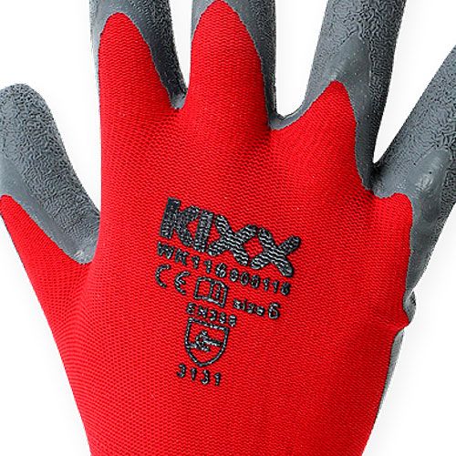 Product Kixx nylon garden gloves size 8 red, grey
