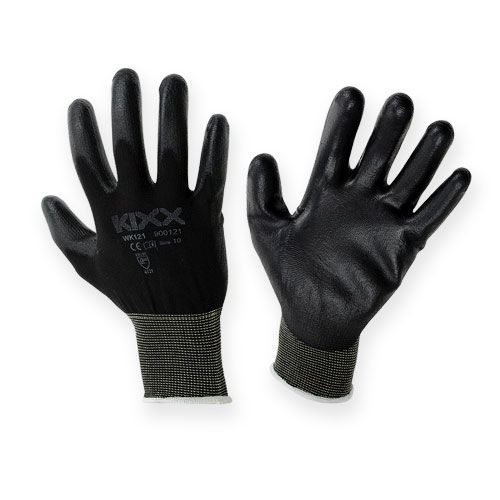 Product Kixx Nylon Gardening Gloves Size 10 Black