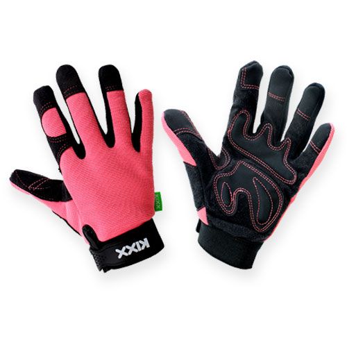 Floristik24 Kixx synthetic gloves size 7 pink, black