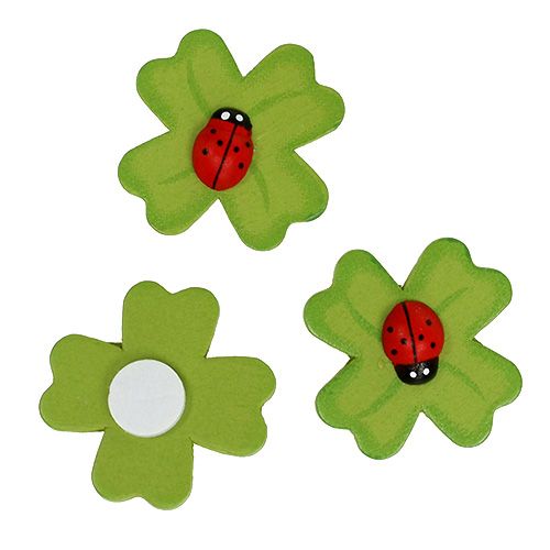 Floristik24 Cloverleaf 3cm with beetle for gluing 48 pcs
