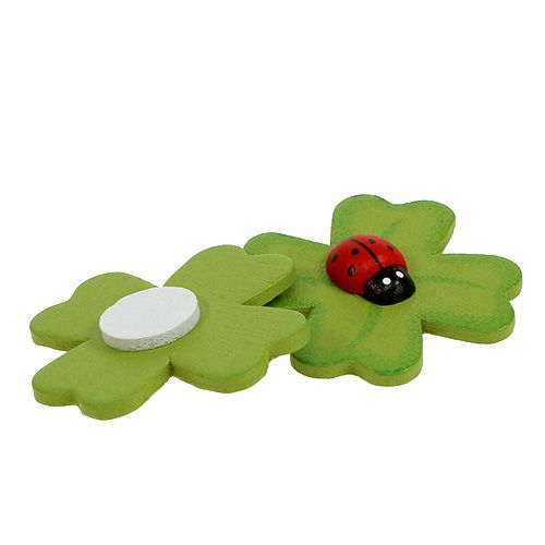 Floristik24 Cloverleaf 3cm with beetle for gluing 48 pcs