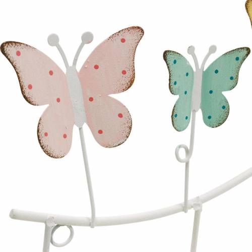 Product Spring decoration, hook rail with butterflies, metal decoration, decorative coat rack 36cm