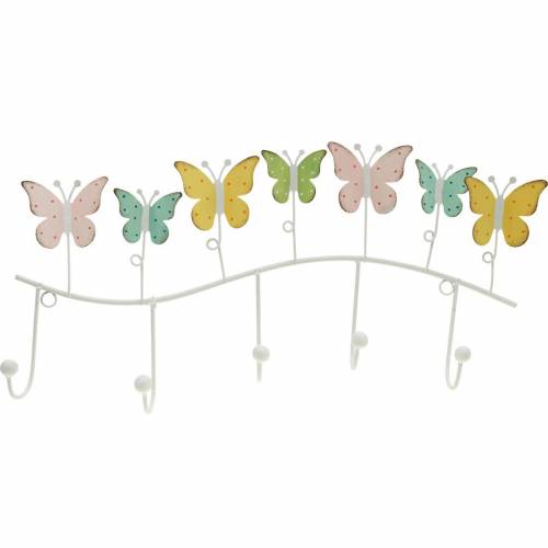 Spring decoration, hook rail with butterflies, metal decoration, decorative coat rack 36cm