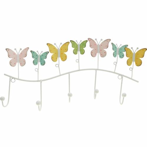 Floristik24 Spring decoration, hook rail with butterflies, metal decoration, decorative wardrobe 36cm