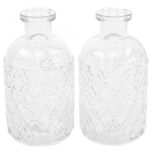 Floristik24 Small glass vase vase diamond pattern glass transparent H12.5cm 6pcs