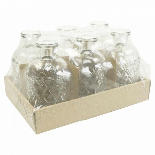 Floristik24 Small glass vase vase diamond pattern glass transparent H12.5cm 6pcs
