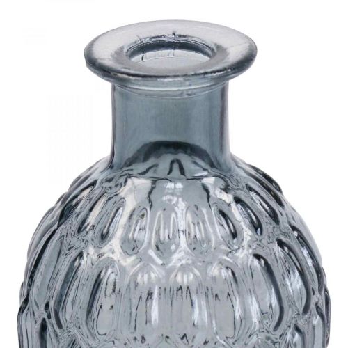Floristik24 Small glass vase vase honeycomb glass blue gray H20cm 6pcs